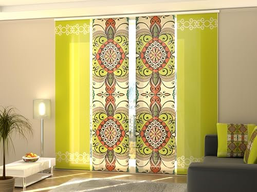 Wellmira Rideaux à panneaux coulissants modernes, design aztèque, panneaux japonais