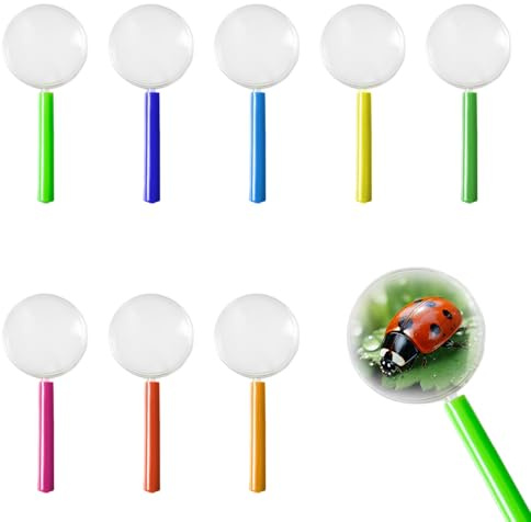 Kids Magnifying Glass Set, 8-Pack Handheld Magnifier with Shatterproof Acrylic Lens, Non-Slip Rubber Handle for Nature Exploration, Classroom Science, Reading & Outdoor Observation A11ETFDJ