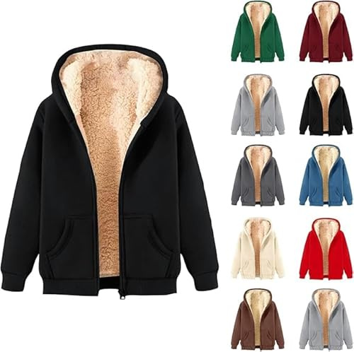 Wyongtao Veste Femmes Cachemire Chaud Oversize Sweats À Capuche Zippé Polaire Automne Hiver 2025 Sweatshirt Mode Avec Poche Gilet Femme De Sport Manteau Femme Hiver Polaire Grande Taille