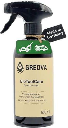 GREOVA BioToolCare - Detergente speciale per robot tosaerba e tosaerba, detergente per attrezzi da giardino, delicato su plastica e metallo, biodegradabile, senza etichettatura, prodotto in Germania
