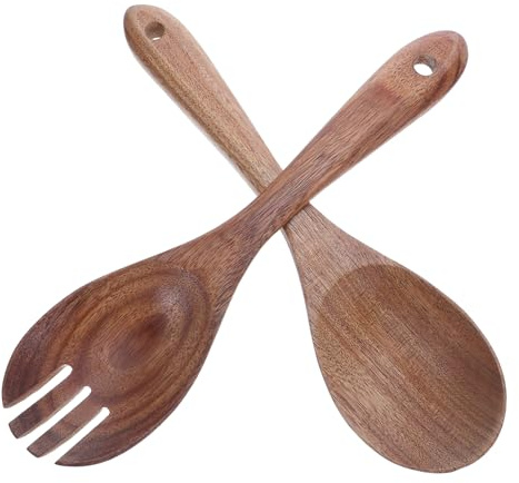 Sosoport Cuchara De Ensalada De Madera De Cubiertos Para y Servir Utensilios De Cocina De Madera Antiadherente Para Fiestas y Cocinar