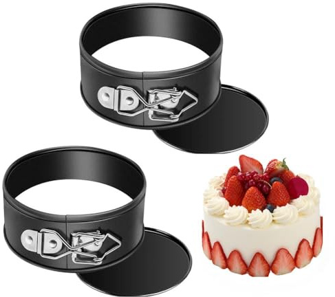 FARYODI Mini Rund Backformen 12cm 2 Stück, Kleine Rundförmig Springformen Kuchenform Backform mit Antihaftbeschichtung, Mini Kuchenformen Kuchenbackformen für Geburtstag Party