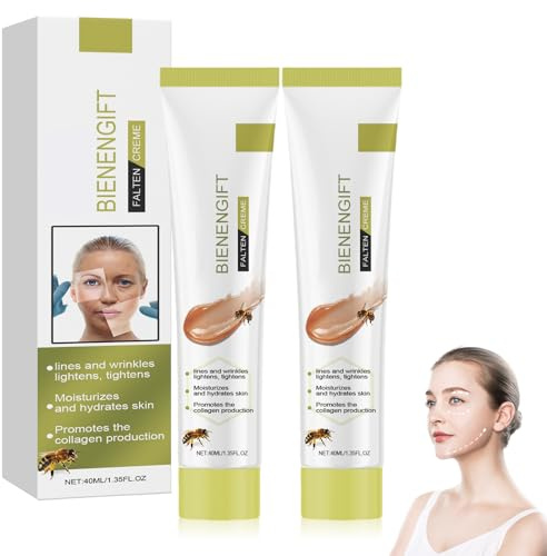 2 x Crème Bee Venom au Venin d'Abeille, Crème Hydratante Visage Anti-Rides, Raffermissante et Hydratante pour Visage et Cou, Soins Anti-Âge Tous Types de Peau, 40ml*2