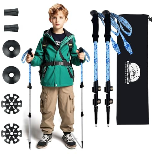 Kids Trekking Poles,Lightweight Adjustable Aluminum Hiking Sticks(Ages6–12)