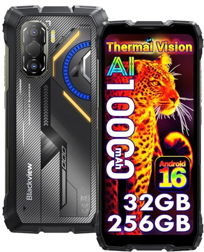 Blackview ROCK 3 Rugged Smartphone Termocamera Android 16, 32GB+256GB/TF 2TB Al Telefono Indistruttibile, 6.78 FHD+, 108MP+50MP, Torcia 400 lumen/10000mAh Ricarica wireless 15W/IP68/NFC/OTG/Nero