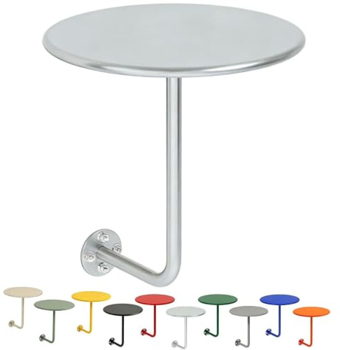 Kommersiellt väggmonterat barbord, industriellt runt flytande cafébord med metallben, platsbesparande cocktailbord för kafé, pub, kontor och vardagsrum(Silver,11.8in/30cm)