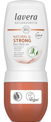 lavera Deo Roll-On NATURAL & STRONG 48+ h - vegan - natural cosmetics - organic ginseng & natural minerals - without aluminum – climate neutral - 48 hours deodorant protection - 50 ml