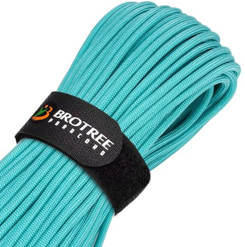 Brotree Paracord 4mm 15M 9 Stränge 100% Nylon Seil Schnüre Typ III für Survival, Outdoor, Heimwerken - Bruchlast 280kg (Türkis)