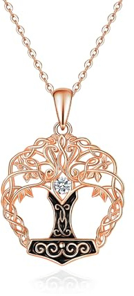 Livets träd 925 sterling silver halsband keltisk triskele treenighetsknut viking hänge kristall smycken presenter till kvinnor flickor vänner mamma, Roséguld