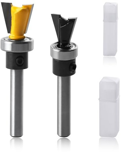 GOLD DEER 2PCS 1/4 Inch Shank Dovetail Joint Router Bit Set Dovetail Router Bits with Bearing Woodworking Milling Cutter Tools for Furniture Building Cabinet Making 1/2 and 5/8 Inch Cutting Diameter