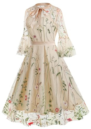 Vestidos de invitada de boda para mujer, vestido de graduación formal con cuello en V para mujer, elegante vestido de baile de manga 3/4, maxivestido de cintura imperio, vestido encantador de boda