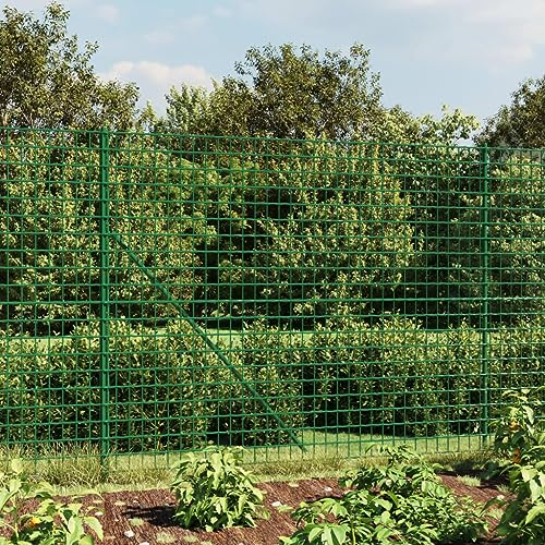ARKEM Maschendrahtzaun mit Bodenhülsen Zaunelemente Weidezaun Zaunpfosten Metall Gartenzaun Metall Bauzaun Metall Grün 1,6x25 m 154124