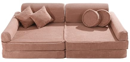 MEOWBABY Kindersofa – Spielsofa für Kinder – Weiche Klappsofa mit Schlaffunktion – Kuschelecke für Kinderzimmer, Aesthetic, Puderrosa