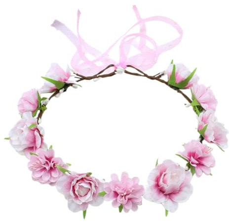 ZSYTF Brautblume für Hochzeit, Blumengirlanden, Haarkranz, Blumenkranz, Blumenstirnbänder, Blumenkranz, Rosa