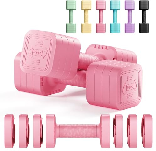 Dripex Lot de 2 Haltères Musculation Réglable Quadrilatère 2,5kg 5kg