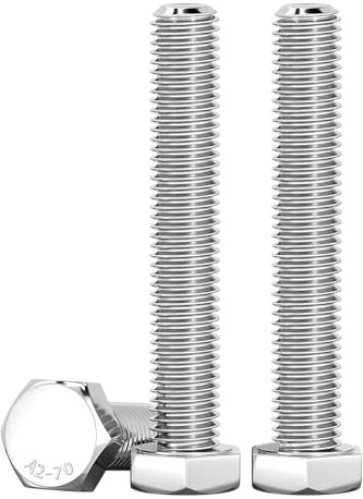 Drenky Bulloni A Testa Esagonale M10 X 80mm, 10 Pezzi Bullone Esagonale DIN 933 Acciaio Inossidabile A2 V2A Viti M10 Alta Resistenza Vite, Filettatura Completa, Argento