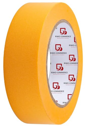 Lot de 3 rouleaux de ruban adhésif de masquage doré de qualité supérieure - 40 mm x 50 m - Se retire sans laisser de résidus - Pour murs, fenêtres, prises de courant, meubles, peinture - Protection