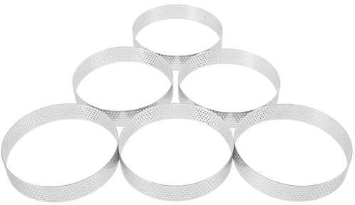 Toyvian 6 Piezas Anillos de postre Anillos para hornear moldes para pasteles inoxidable Silver