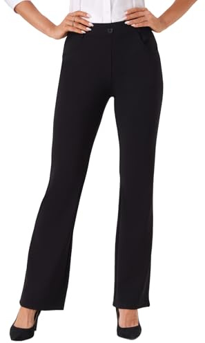 Friptspyg Hosen Damen mit Taschen Elegant Business Schlauch Hose Casual Anzughose Damen Arbeit Stoffhose Stretch Hose mit Reißverschluss, Schwarz L