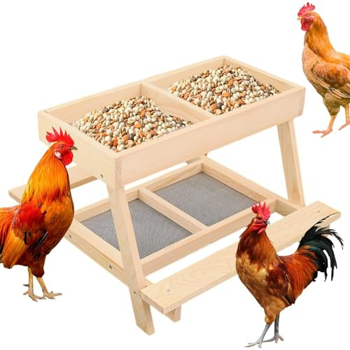 Mesa de gallinas de dos capas hecho a mano para gallos