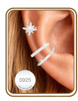 AVOTTO 3pcs Ear Cuff No Piercing for Women Silver Earrings Jewellry Gifts | Ear Cuff No Piercing for Women clip on hoop earrings Silver Earrings