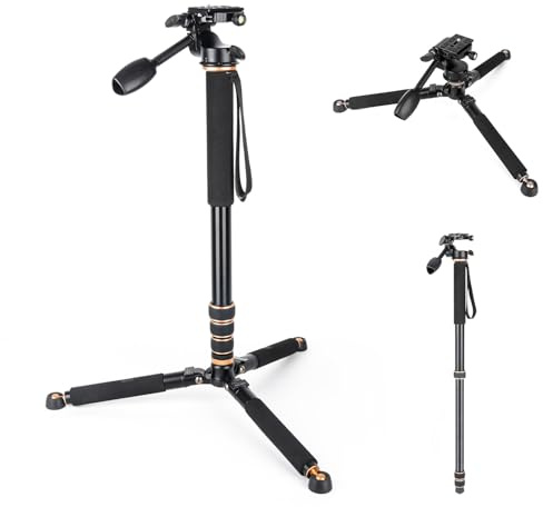 Koolehaoda 71.6â Camera Monopod with 3-Way Pan Tilt Head & Detachable Feet