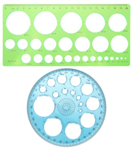 2 Pcs Circle Templates for Drawing, Circle Stencil Template for Office Painting Drafting