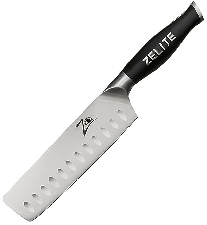 Zelite Infinity – Couteau Cuisine de Chef Nakiri de 18 cm - Série Comfort-Pro – Couteau Professionnel Acier Inoxydable Allemand Forte Teneur en Carbone – Bord Granton Ultra Coupant - Super Confortable