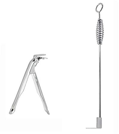 BEZANO Stainless Steel Grill Grate Lifter Gripper and Ash Tool Grill Accessories Works for Big Green Egg Primo Grill Dome Kamado Joe Charcoal Grill Smoker (GG+at)