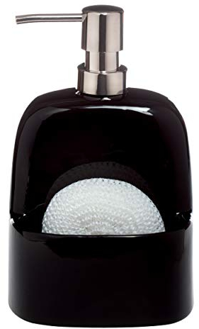 Spirella Seifenspender Spülmittelspender Bridget mit Schwammhalter schwarz 380ml, Black, Standard