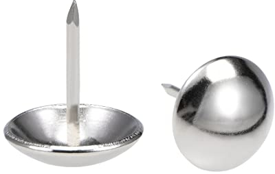 sourcing map Clou Tapissier Clou Ameublement Clou Meuble Punaise Pointe Tapissier Tapis Décoration 19mm Tête Diamètre Inox Acier Rond Pouce pour Sofa Dosserets 20 Pcs