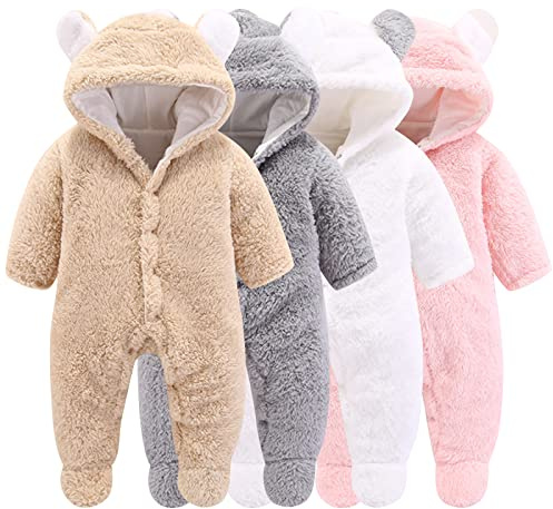 Winmany Nouveau-né bébé dessin animé barboteuse combinaison de neige manteau d'hiver polaire combinaison à capuche
