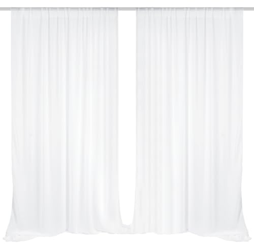 EMART Rideau de Fond Blanc, 3x3m Tulle Tissu Mousseline Drape | Parties de Décoration de Scène de Mariage, Soft Lisse Toile pour Bébé Douche Photographie Anniversaire Photo Shooting