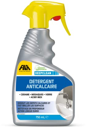 FILA Surface Care Solutions, DEEPCLEAN, Spray Professionnel Anticalcaire pour Salle de Bain, 750ml