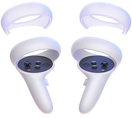 Hzlucki Halo silikon kontrollfodral kompatibel med Oculus Meta Quest 2 kontroll, mjukt silikongreppskydd, 1 par/vit