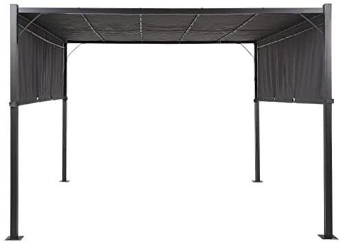 Cenador LED de metal poliéster gris oscuro negro 310 cm pérgola pabellón Parga