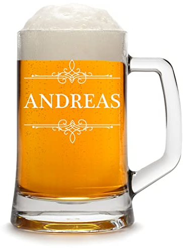 polar-effekt Chope à bière 0,5 l avec Gravure au Choix – Chope graduée en Verre – Cadeau d'anniversaire pour Homme – Verre à bière et bière Blanche – Verre à bière Blanche avec Anse