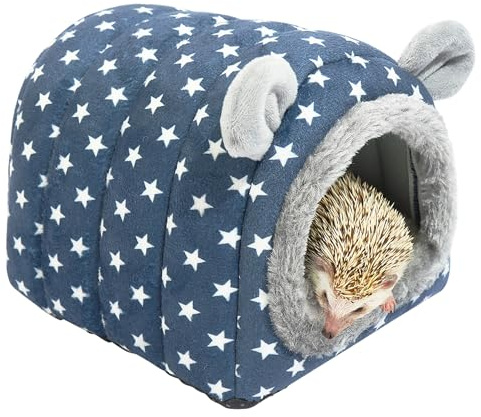YUANST Hedgehog Bed Cave Hideout Hedgehog Accessories Hedgehog House, Hamster Small Animals Cage Supplies Warm House (Blue)