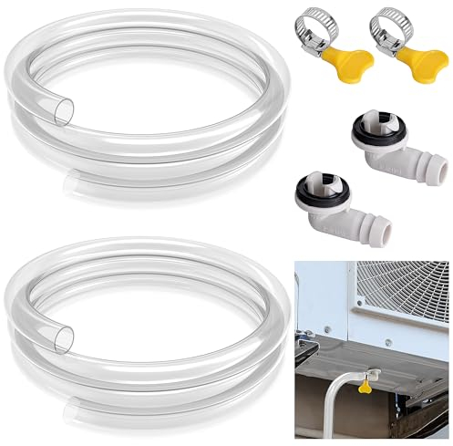 2 Pack Air Conditioner Drain Hose- 3 Ft Portable Leakproof AC Drain Hose Kit- Universal AC Drain Pipe Replacement with 3/5 Inch Hose Connector and Clamp for Window AC Mini Split Unit Parts