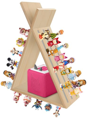 Agekub Tonie Regal für Toniebox und Tonie Figuren Dreieck Wandmontage oder Schreibtisch Magnetische Holzregale Aufbewahrungsregal für Kinder Spielzimmer