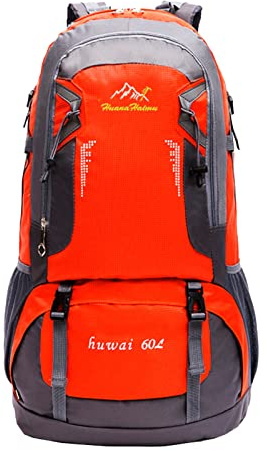 Sacs à dos de chasse pour homme, sac à dos d'extérieur de grande capacité 60 L, sac de randonnée, sac d'école, sac de loisirs, sac à dos d'extérieur pour homme, Orange, taille unique