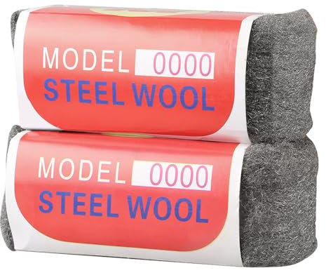 Lana de Acero,2 Rollos 0000 Lana de Acero, Recortable, Limpieza de Persianas de Plástico, Para Rellenar Agujeros y Grietas en Paredes, Para Limpiar y Pulir