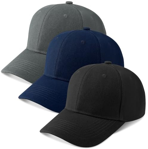 ViEinkaufen 3 Pack Baseball Cap for Men Women,6 Panel Adjustable Cap Hat Classic Sports Casual Plain Summer Sun Visor Hat Unisex Multicolour