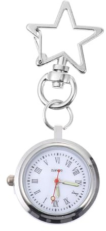 DEARMAMY Orologio da Infermiera Portatile Vintage con Meccanismo al Quarzo, Lancette Luminose, Custodia in Metallo Argento e Fibbia per Attaccare, per Personale Sanitario