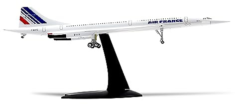 SEBUNAS Modèle d'avion Concorde à l'échelle 1/200 - Avion de ligne supersonique miniature Air France - Kit de modèle d'avion en métal moulé sous pression pour adultes amateurs d'aviation - Collection