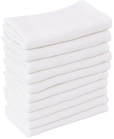 Clinotest Mullwindeln Spucktücher Baby Set – 10 Stück, 80x80 cm, Waschbar bis 95°C, Kochfeste Mulltücher, 100% Baumwolle, Keine Einlaufen, Ideal als Schmusetuch oder Lätzchen, Weiß