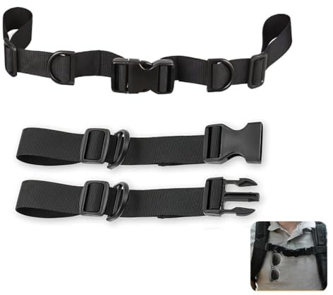 Koprek 2 Pairs Black Adjustable Backpack Chest Strap with Buckle, Chest Belt for Backpack with Quick Release Buckle, Built D-Rings for Gear, Fit Most Backpacks, Suitable for Camping Hiking Travel Use
