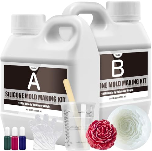 Gomma Silicone Liquido - 1,200ml Silicone per Stampaggio Traslucido per DIY Stampi in Silicone - 1:1 Rapporto Silicone da Colata Atossica per Stampo in Resina, Stampi per Candele, Stampo per Sapone