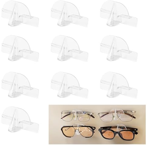 COONE 10 supporti per occhiali da parete, supporto autoadesivo per occhiali, supporto trasparente per occhiali da sole, organizer per lenti non perforate, per camera da letto, ufficio