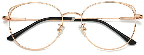 SOJOS Blaulicht-Schutzbrille ohne Sehstärke für PC, TV und Handy, Katzenauge, Rose Gold Rahmen, Anti-Blaulicht-Linse